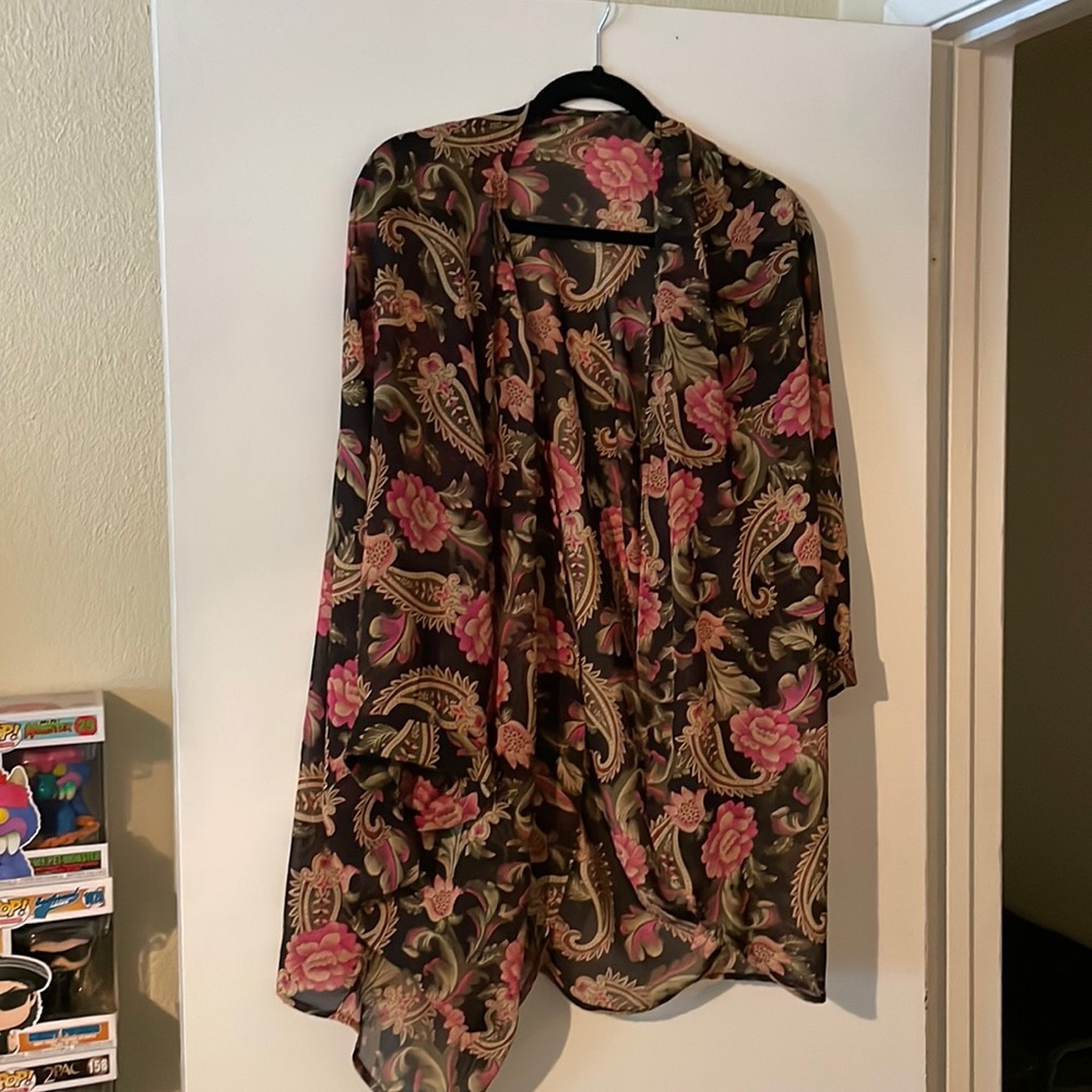 XL Floral print Chiffon loose Kimono